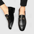 Gavin | Herre Klassiske Læder Loafers i Sort med Decorativ Spænde Sort