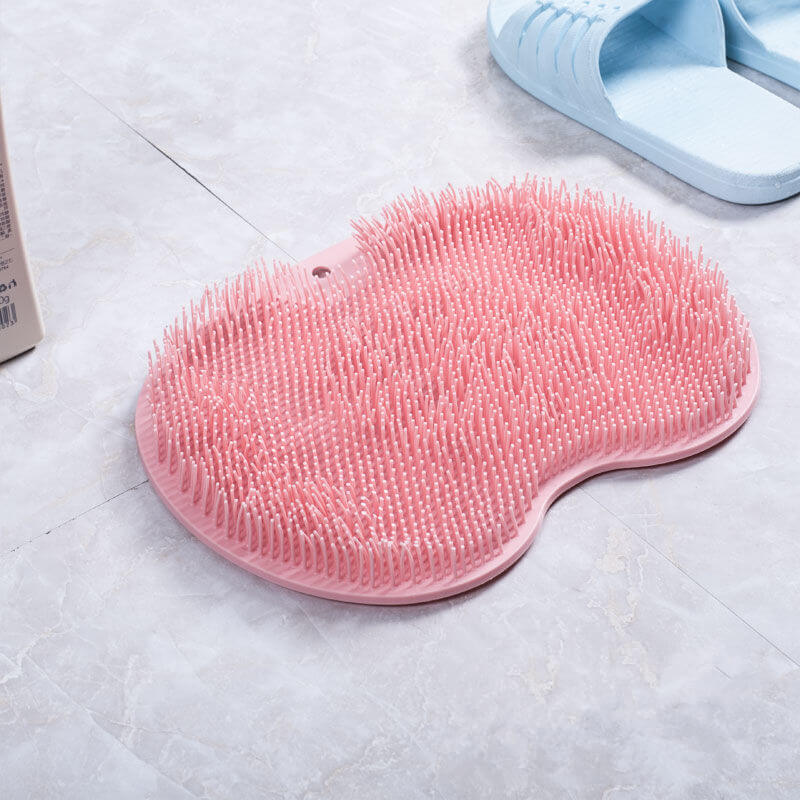 GlideScrub Massagemåtte – Skridsikker Badeskrubber med Sugekopper Lyserød