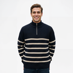 Harrison – Herre Half-Zip Striktrøje med Striber
