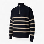 Harrison – Herre Half-Zip Striktrøje med Striber Sort