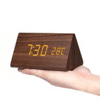 WoodTime LED Vækkeur – Moderne Trædesign