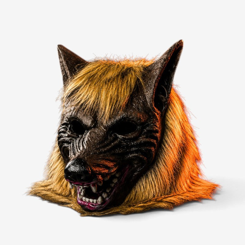 FangWulf – Halloween Ulvemaske i Latex med Pelsdetaljer Brun