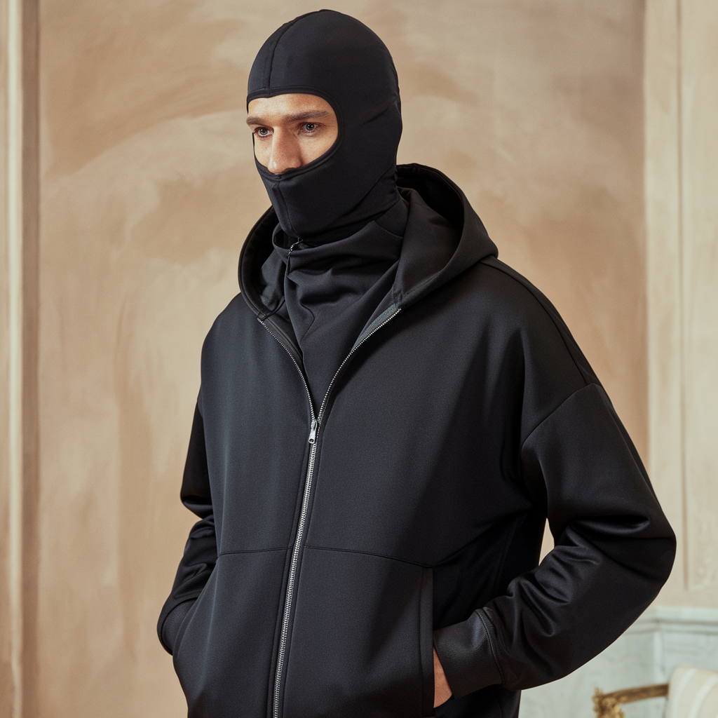 ArcticShield - Fleece Balaclava med Hel Lynlås Sort