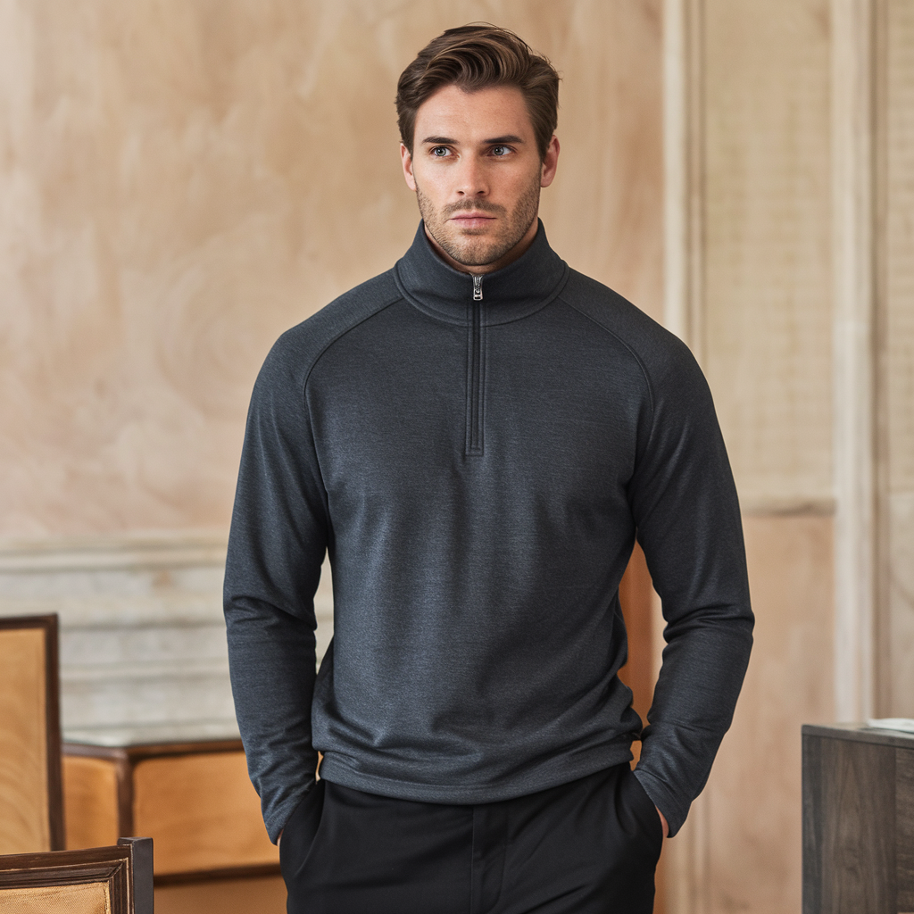 Weston – Herre Half-Zip Striktrøje Beige