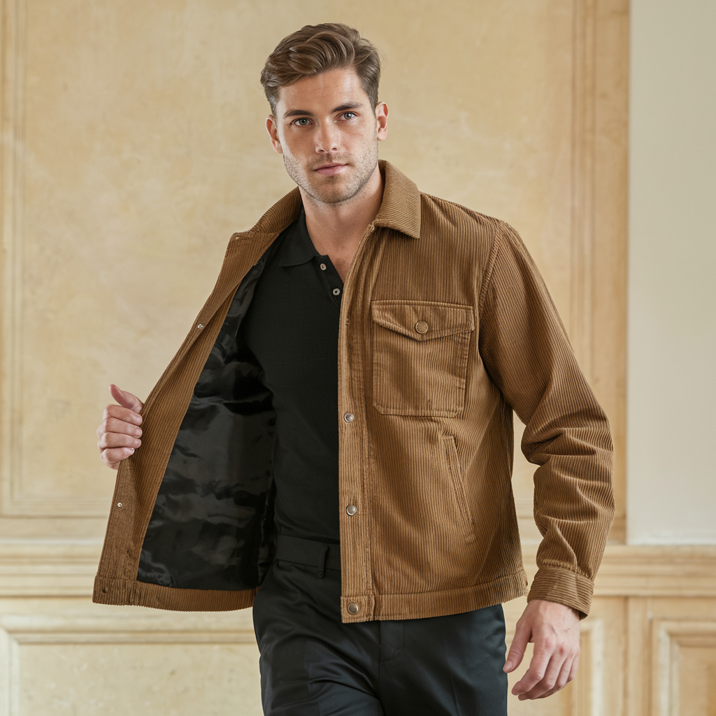 HeritageLine - Klassisk Corduroy Jakke til Herre Khaki