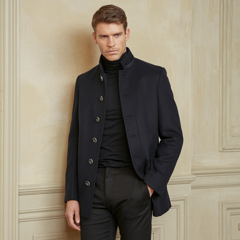 NordElegance - Lang Klassisk Trenchcoat til Herre Marineblå
