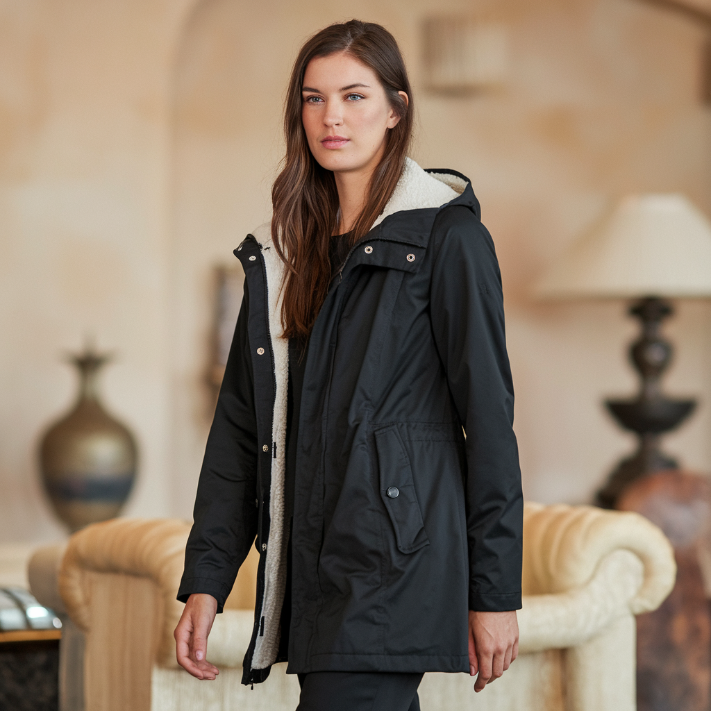Nordelle - Elegant Lang Dame Vinterfrakke Sort