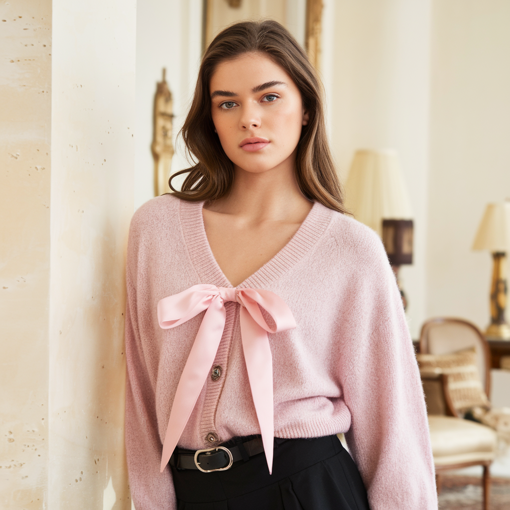 Florence – Elegant Dame Strikcardigan Rosa
