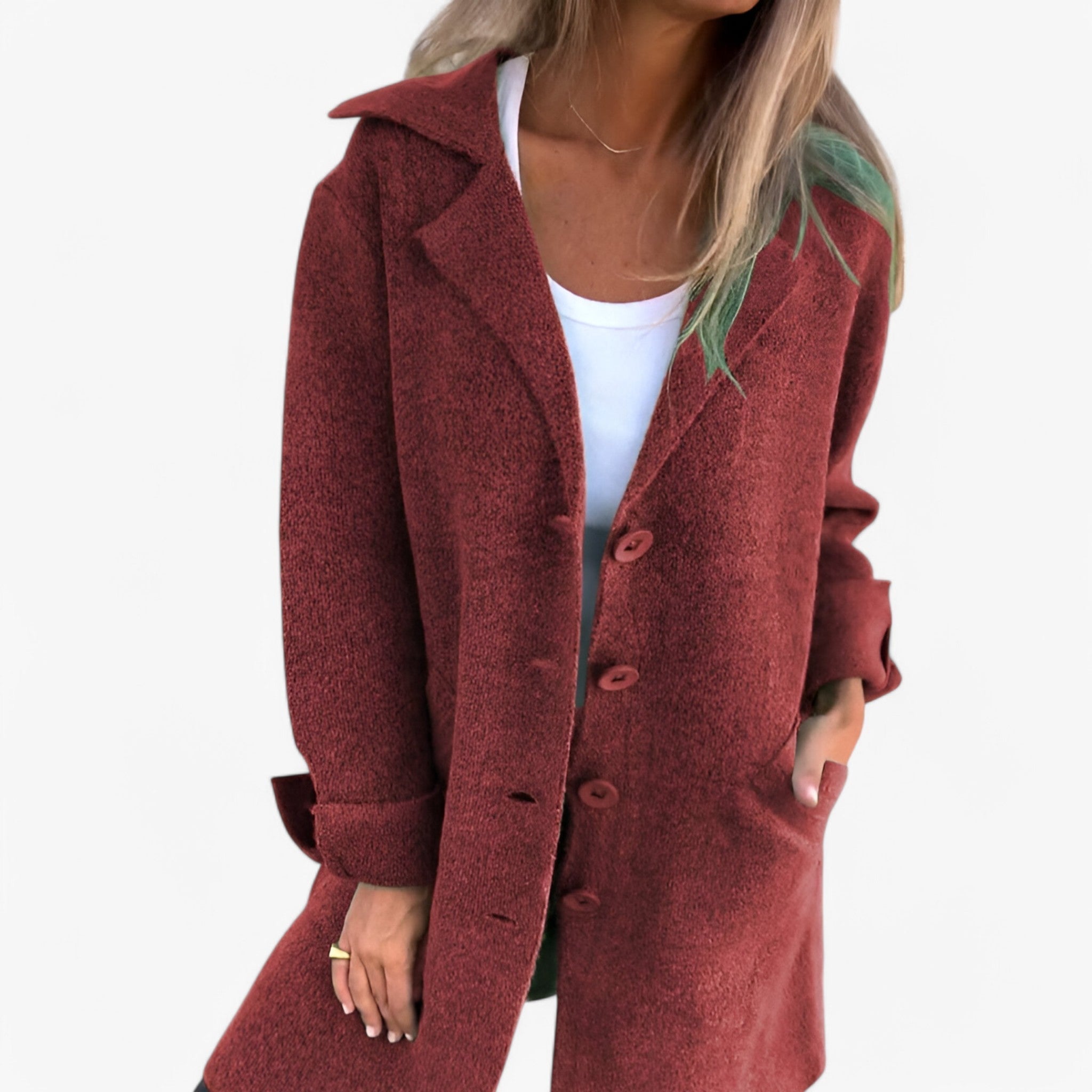 Veloria - Elegant Damejakke med Klassisk Design Rød