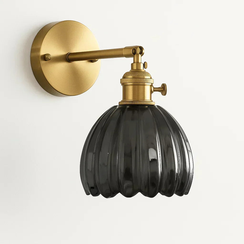 Tulipa Væglampe – Retrodesign med Glasskærm Røg Grå