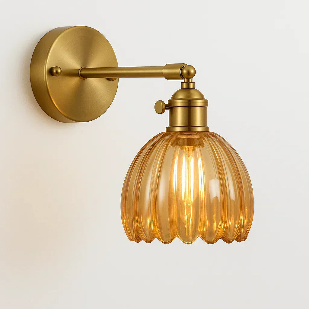 Tulipa Væglampe – Retrodesign med Glasskærm Amber