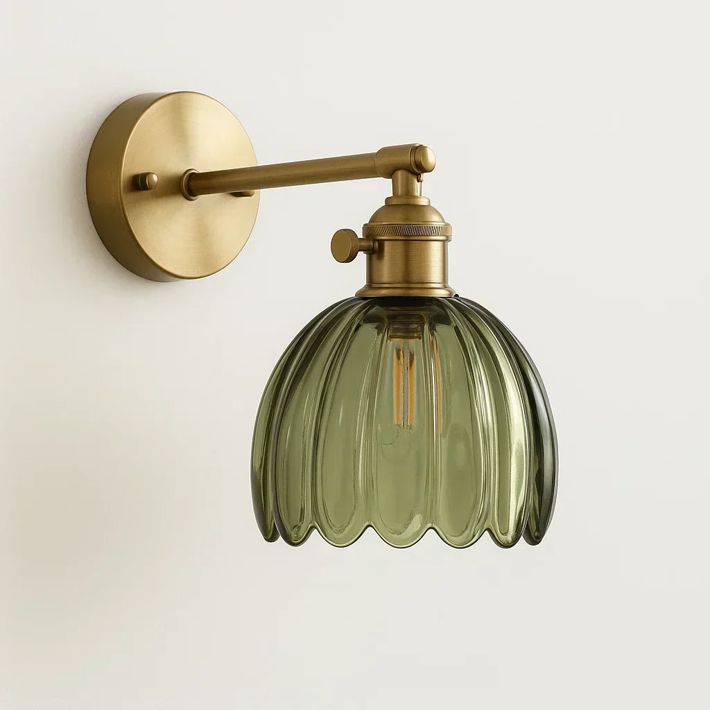 Tulipa Væglampe – Retrodesign med Glasskærm Grøn