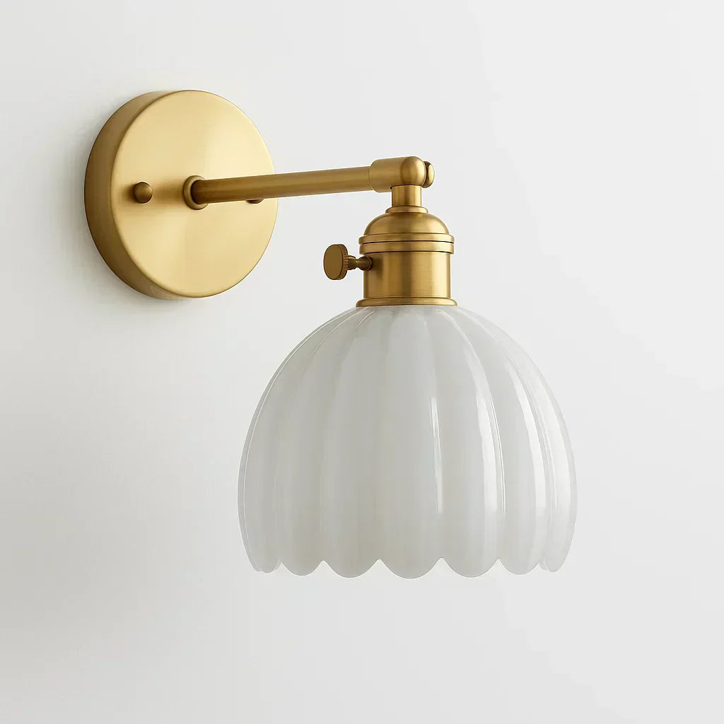 Tulipa Væglampe – Retrodesign med Glasskærm Hvid
