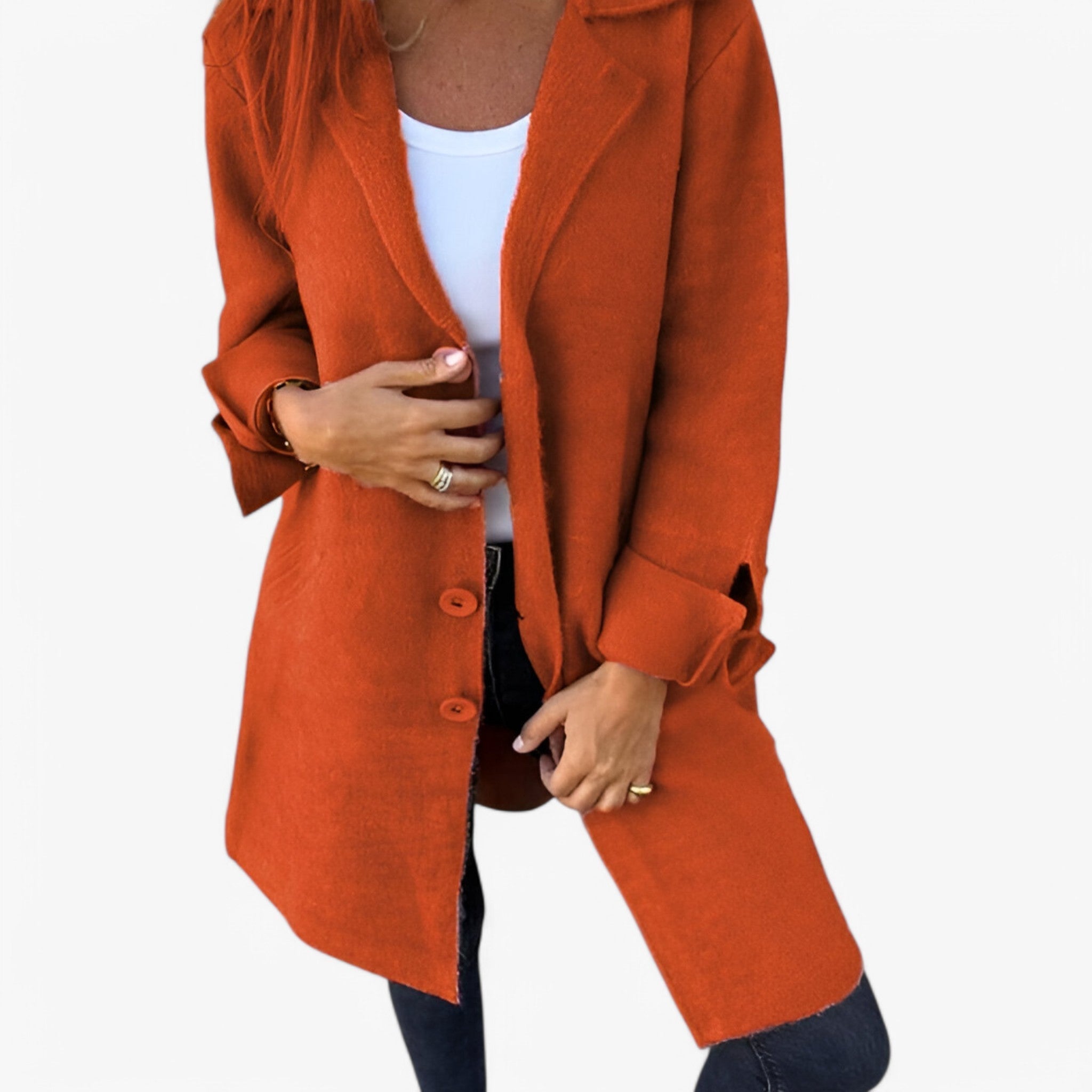 Veloria - Elegant Damejakke med Klassisk Design Orange