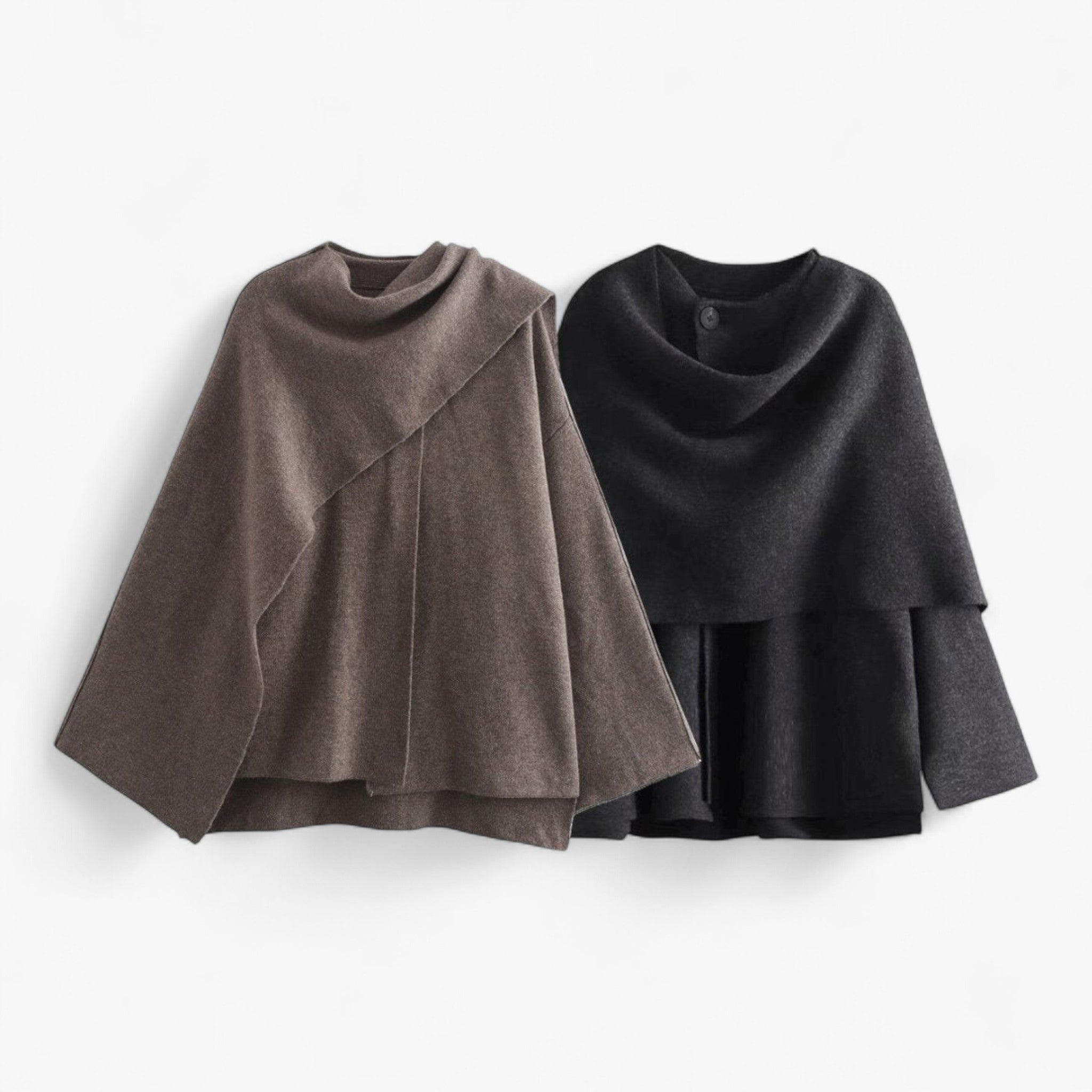 Veloura - Elegant Dame Striktrøje med Høj Krave Beige