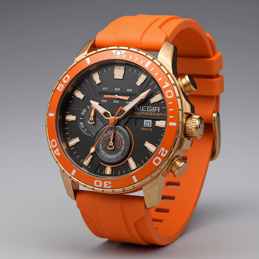 Aureon – Herreur 44 mm med Silikonerem Neonorange