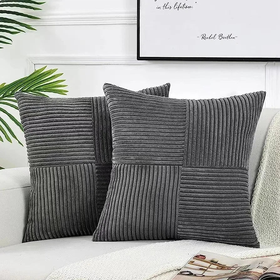 Fløjlsbløde Pudebetræk i Corduroy – Dekorativt Pudebetræk til Sofa og Soveværelse 2 stk Lyserød 45x45cm