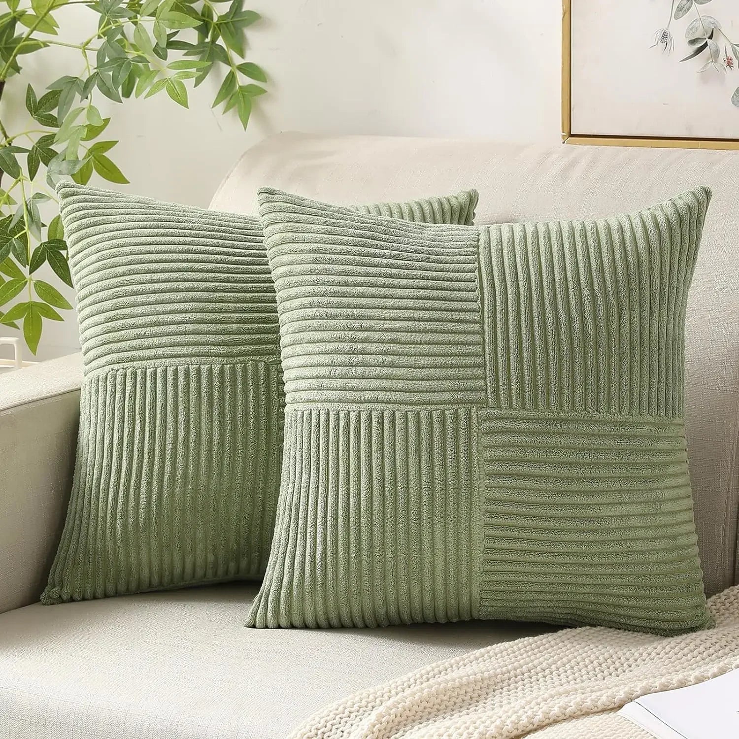 Fløjlsbløde Pudebetræk i Corduroy – Dekorativt Pudebetræk til Sofa og Soveværelse 2 stk Grå 45x45cm