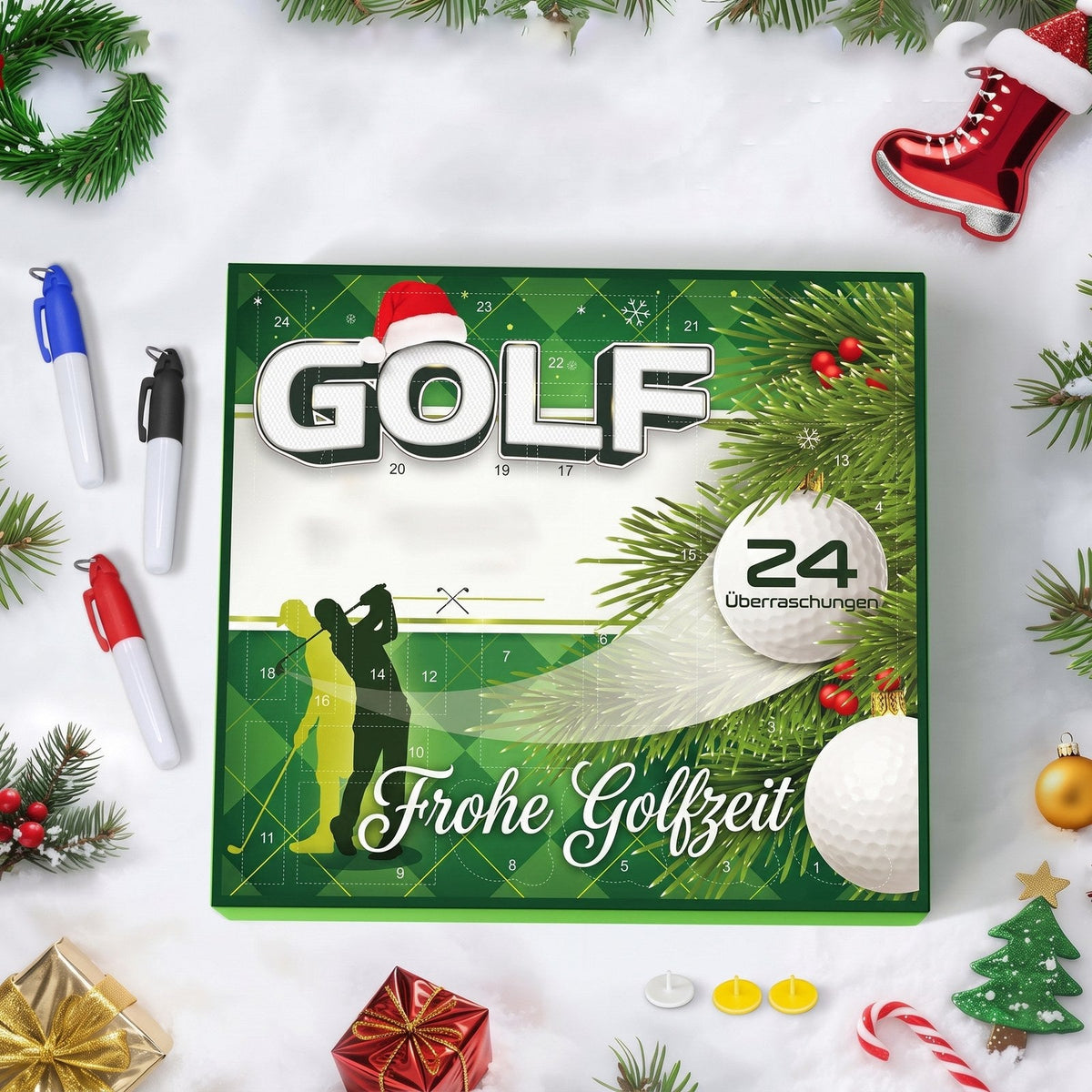 Golf julekalender 2026 med 24 golfartikler