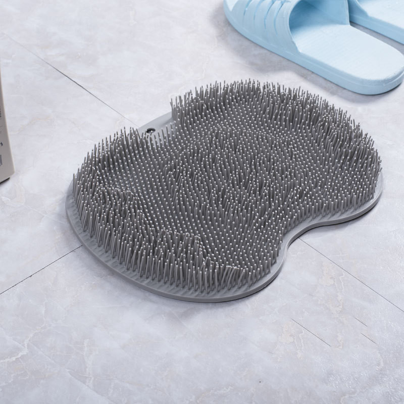 GlideScrub Massagemåtte – Skridsikker Badeskrubber med Sugekopper Grå