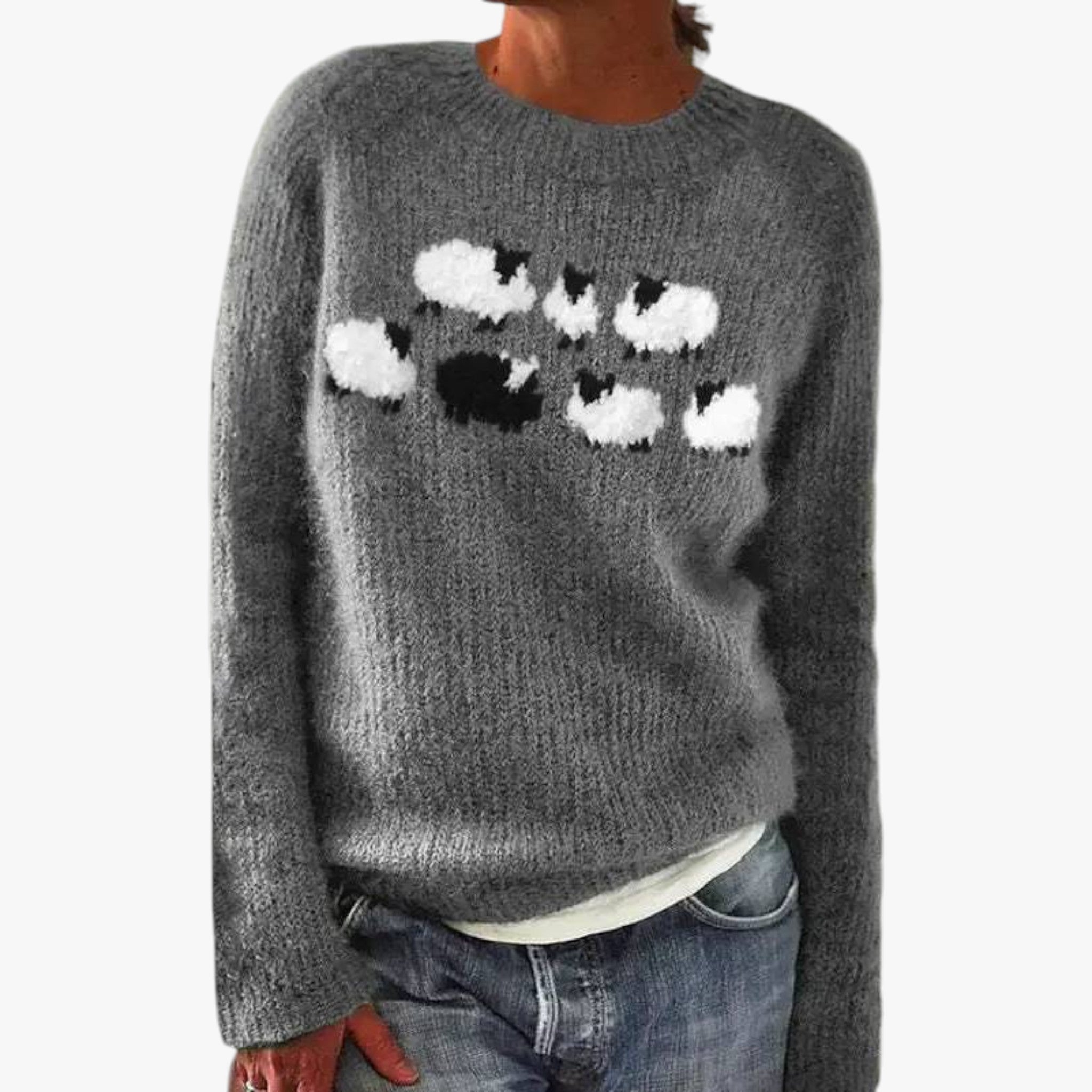 Aurielle - Dame Striktrøje i Retro Design