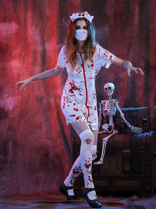 BloodNurse – Halloween Sygeplejerskekostume med Blodigt Design
