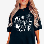 SpookyMuse – Halloween T-shirt til Dame med Grafisk Print Sort