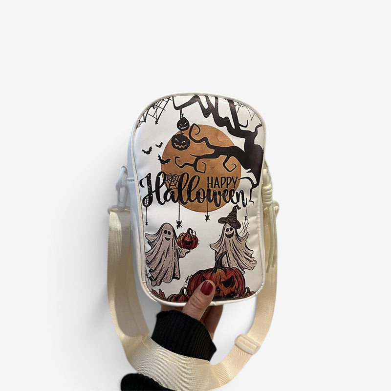 Pumpkira – Halloween Skuldertaske med Græskardesign Hvid Standard