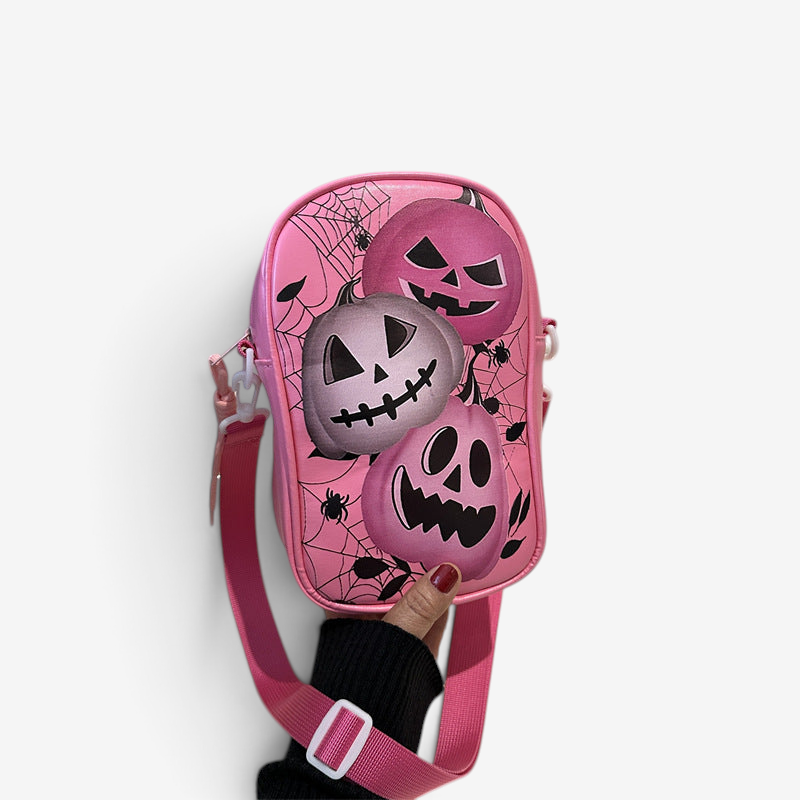 Pumpkira – Halloween Skuldertaske med Græskardesign Pink Standard