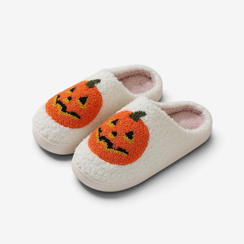 PumpkinStep – Halloween Sutsko med Græskarmotiv Hvid