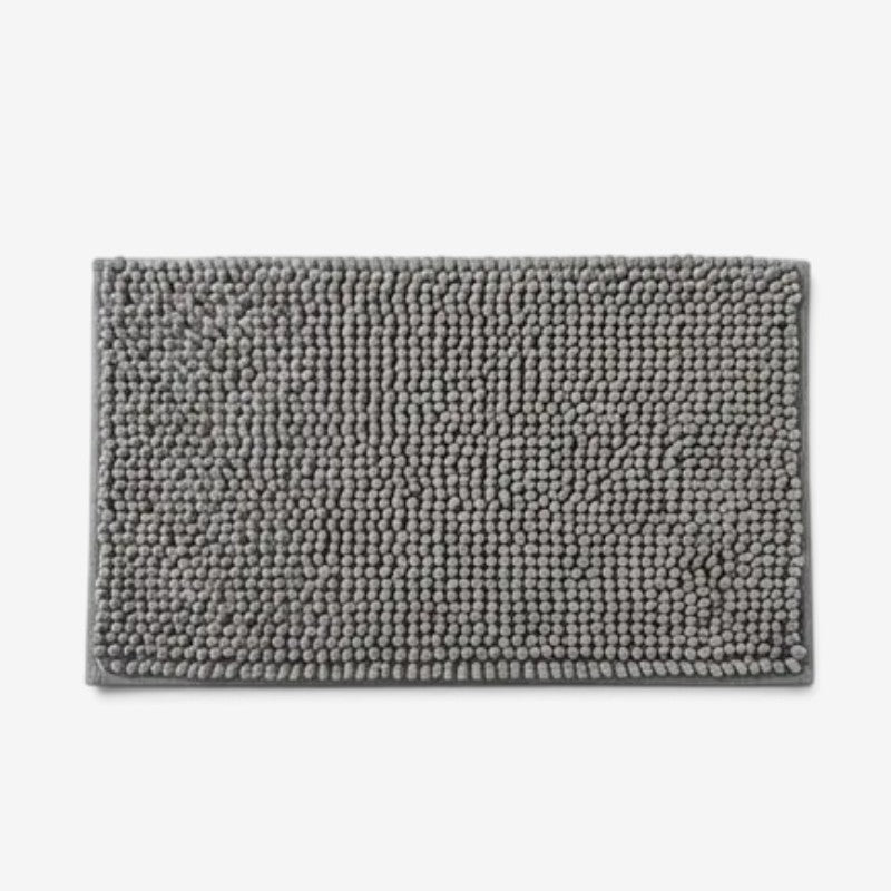 Chenille Bademåtte - Blød Mikrofiber med Skridsikker Bagside Grå