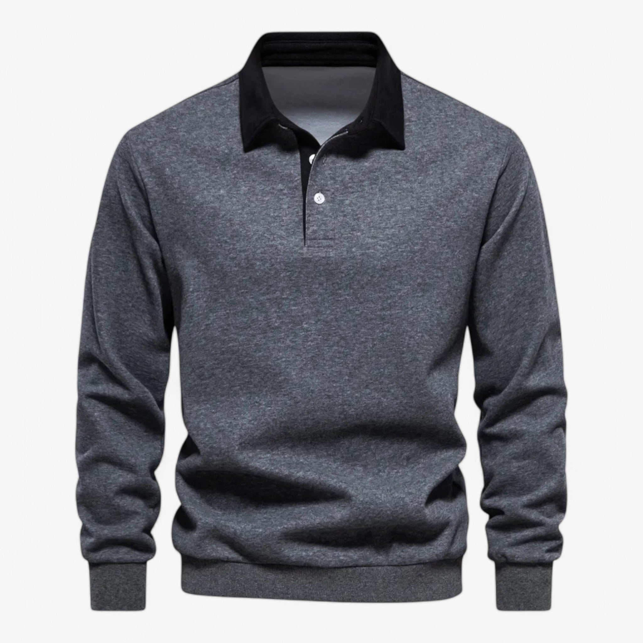 Rovenza - Strikket Herre Polo Sweater Grå