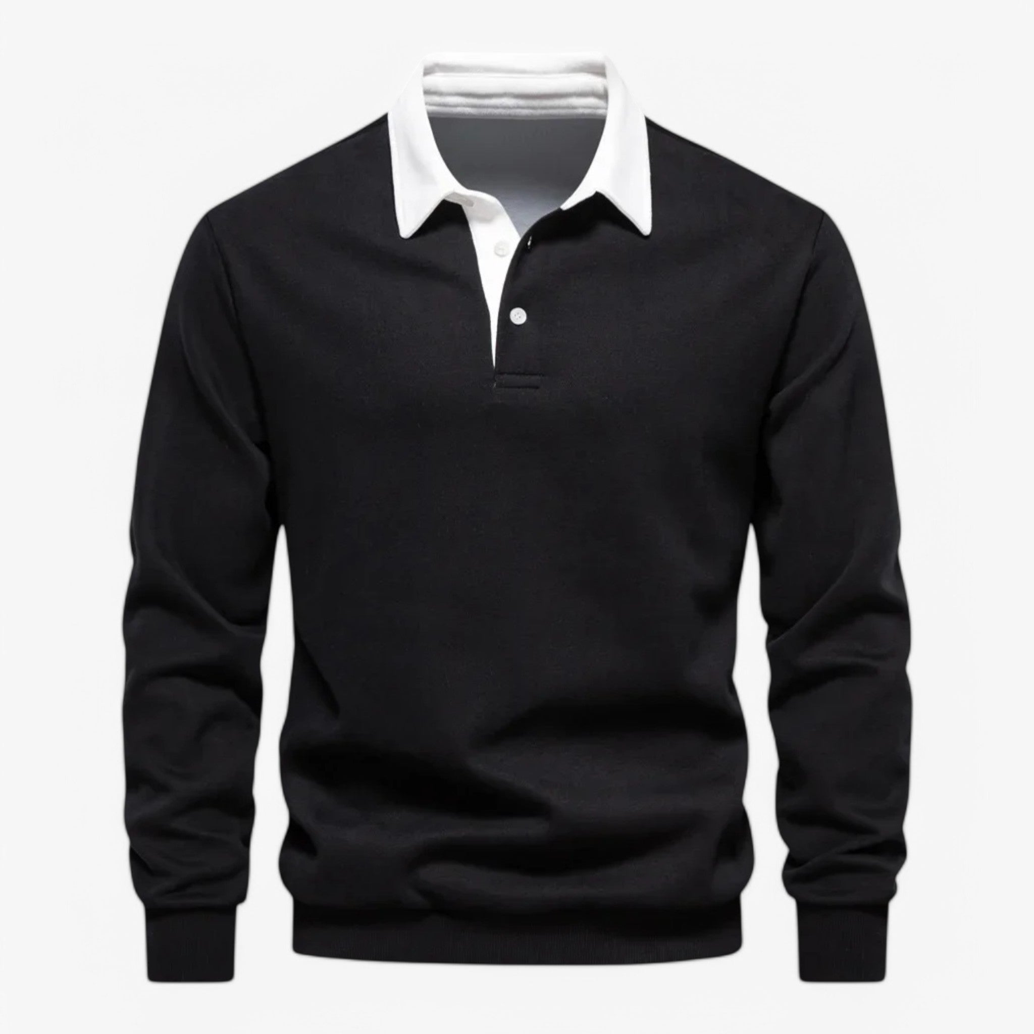 Rovenza - Strikket Herre Polo Sweater Sort