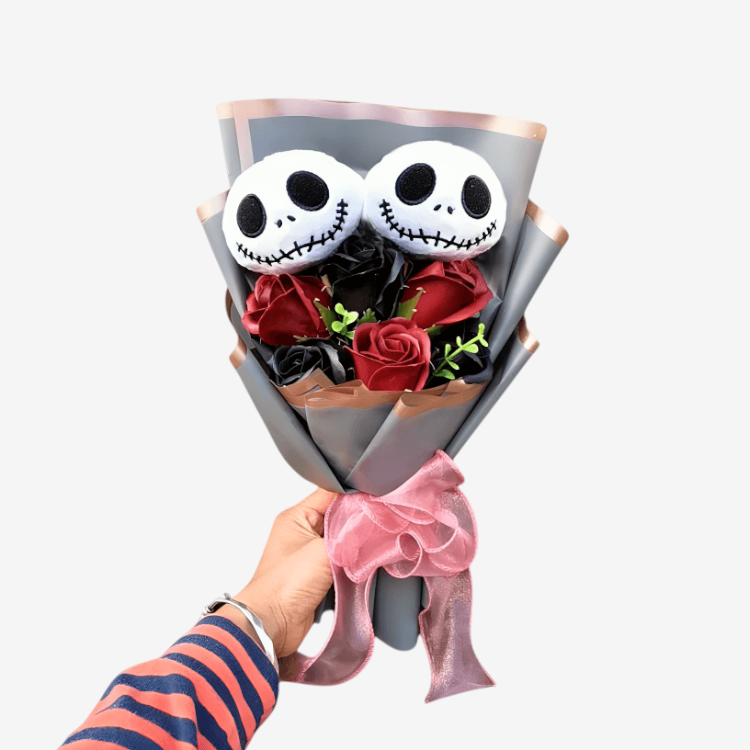 SkullRose – Plysfigur Buket med Dekorative Roser Spøgelseskærlighed