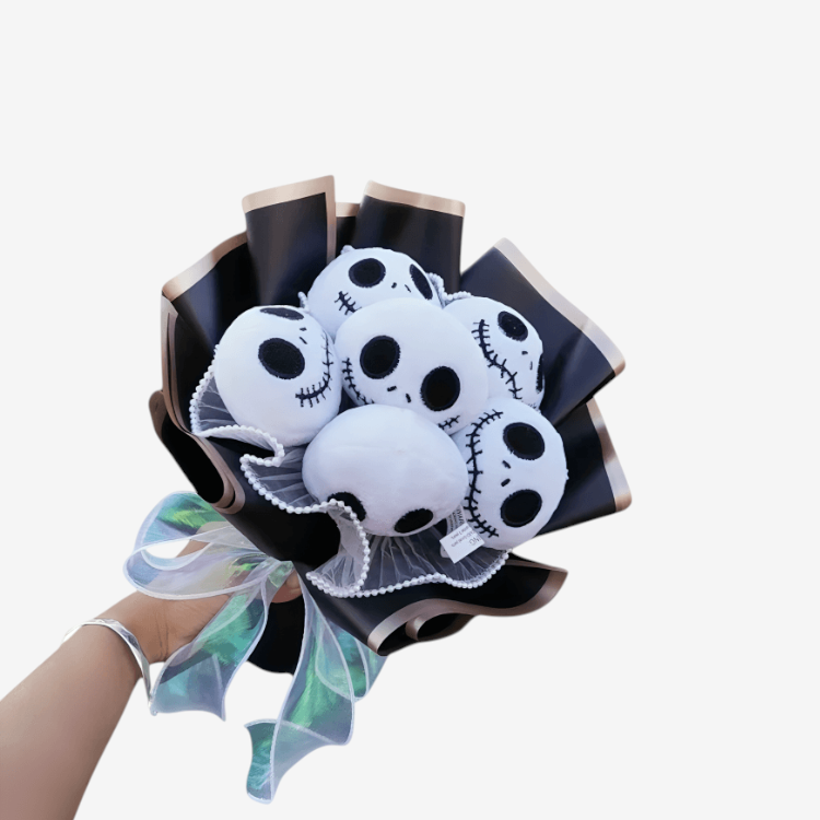 SkullRose – Plysfigur Buket med Dekorative Roser Kranie & Rosen