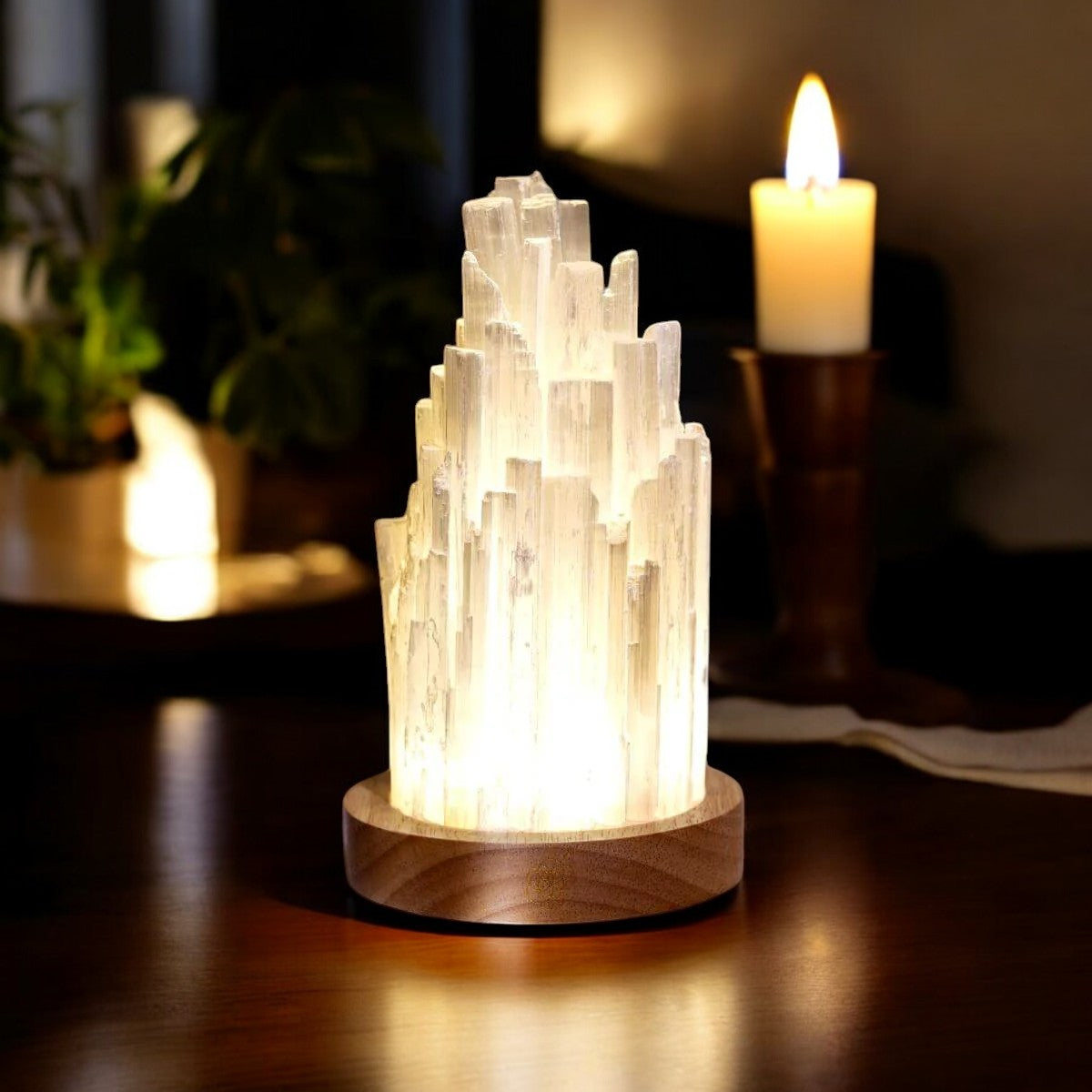 Mini Magnetisk Ildfluelampe – Natlampe, Valnøddetræ, USB