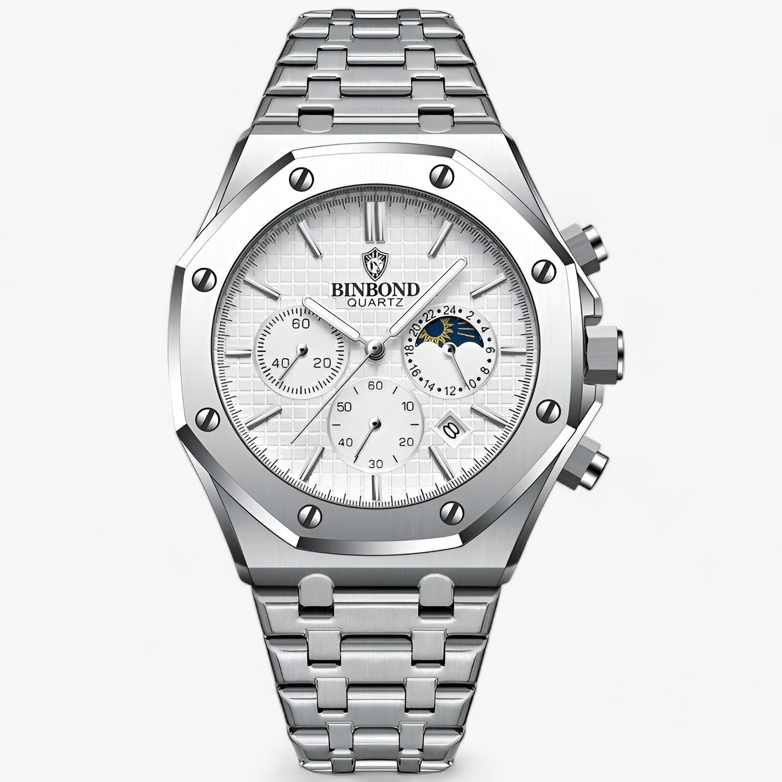Nordvik - Minimalistisk Herreur med Analog Quartz Urværk Sølv Hvid