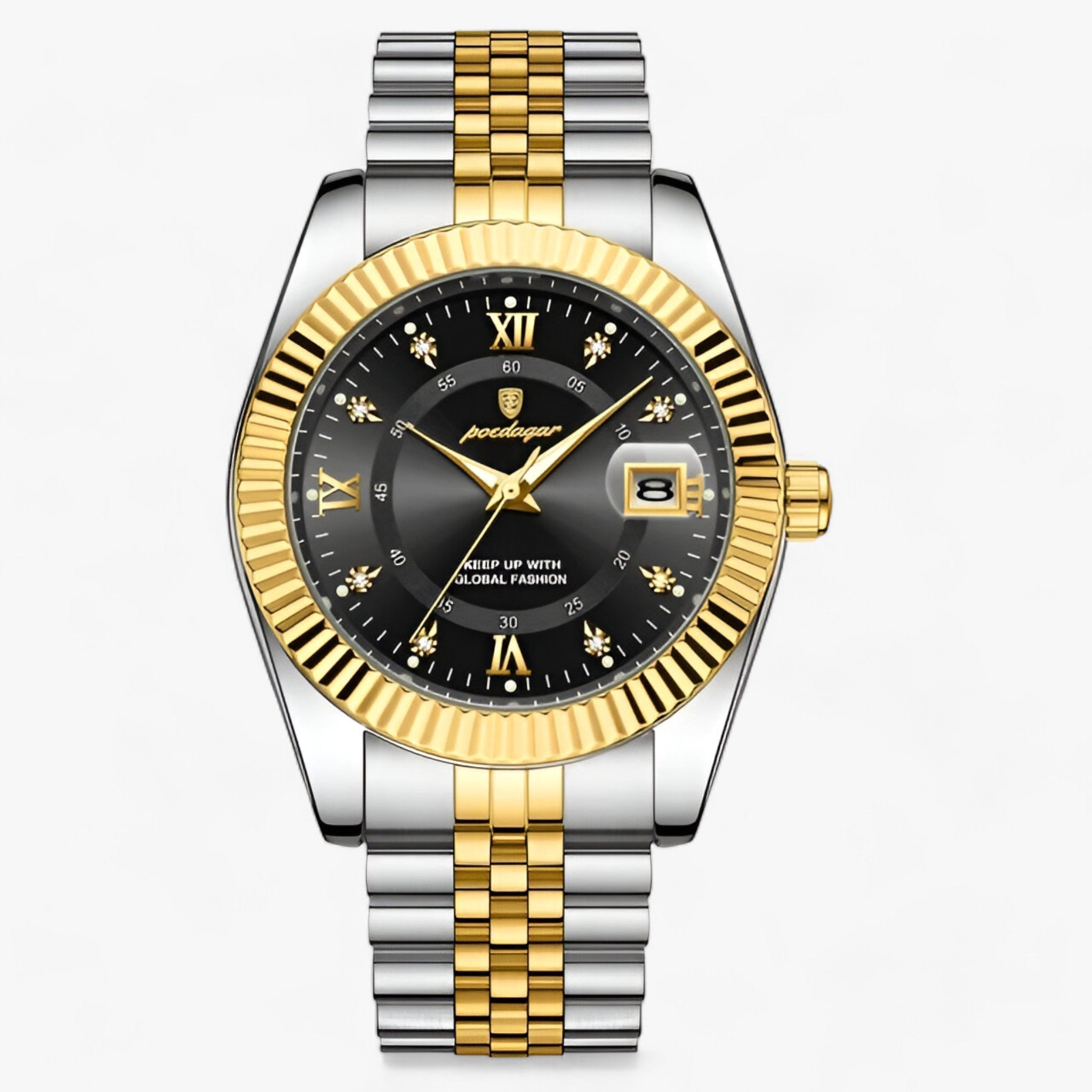 Everest | Elegant quartz-ur i rustfrit stål til mænd Guld Sort