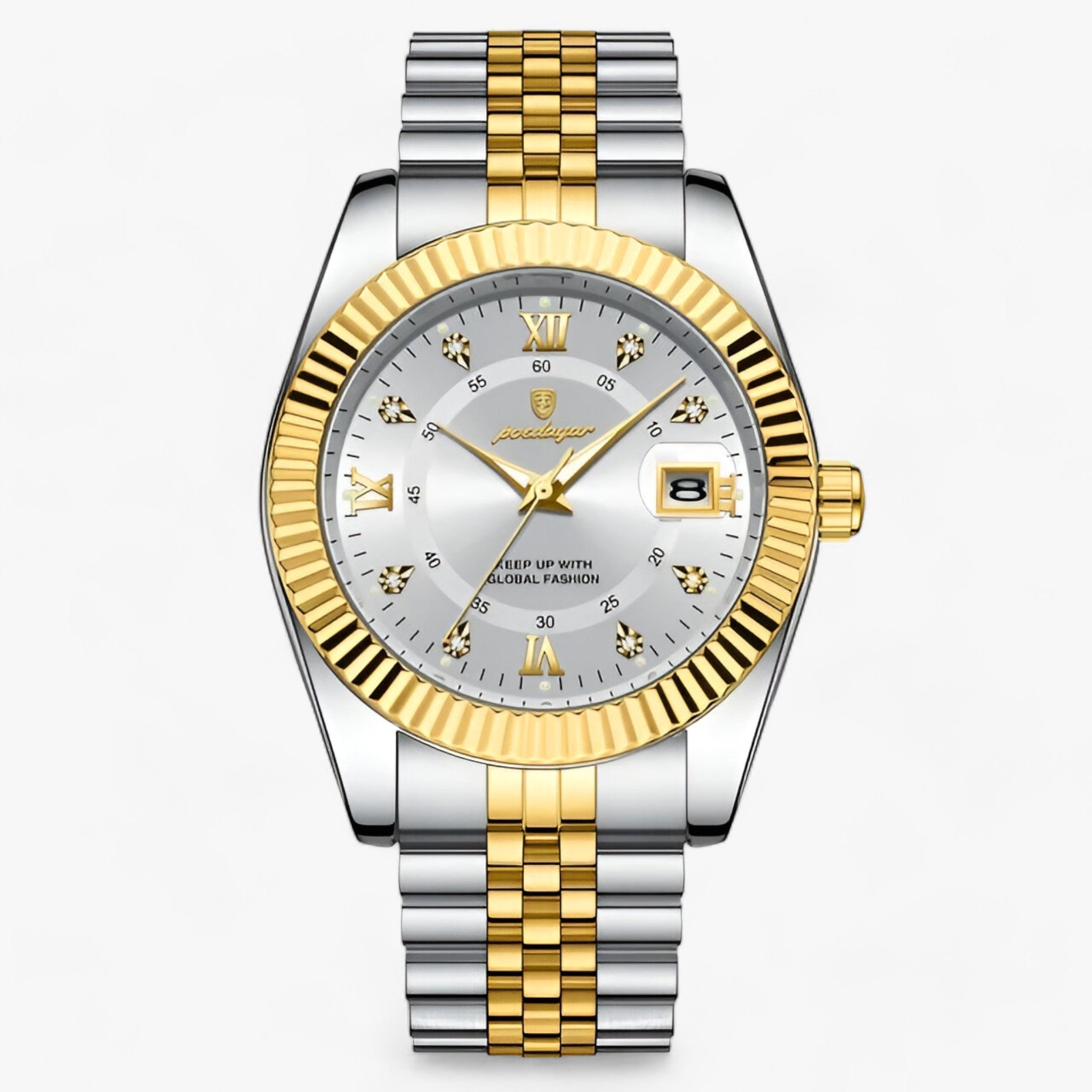 Everest | Elegant quartz-ur i rustfrit stål til mænd Guld hvid
