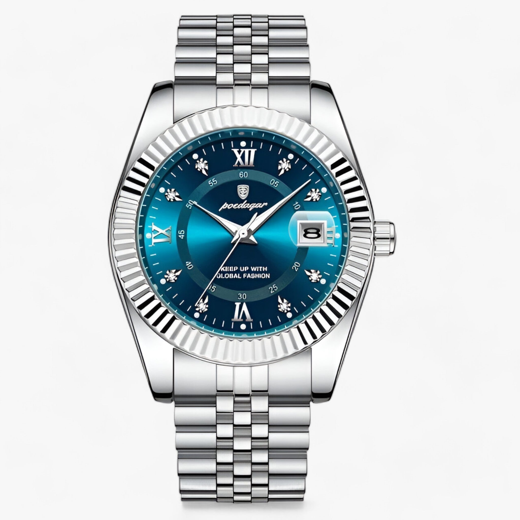 Everest | Elegant quartz-ur i rustfrit stål til mænd Sølvblå