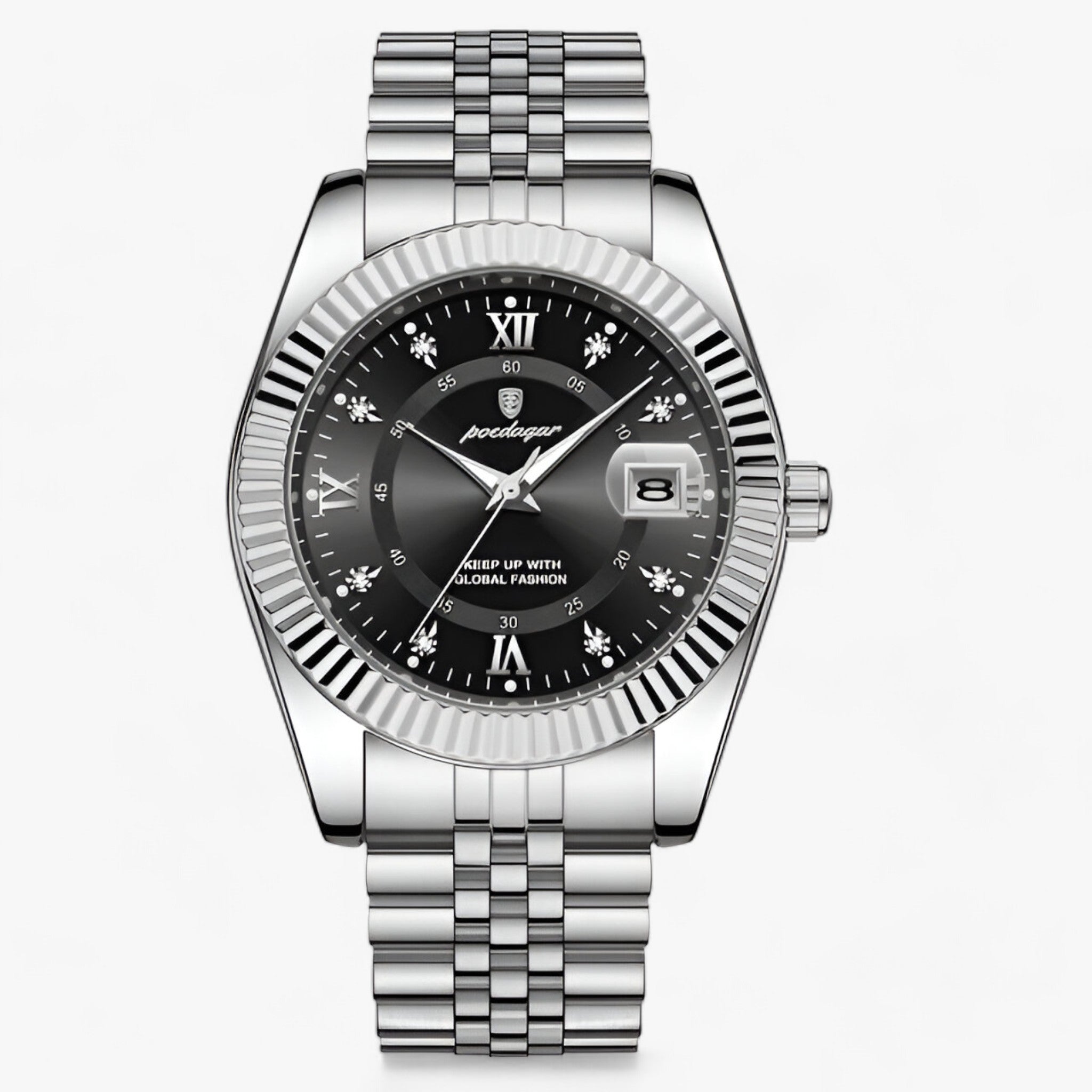 Everest | Elegant quartz-ur i rustfrit stål til mænd Sølv Sort