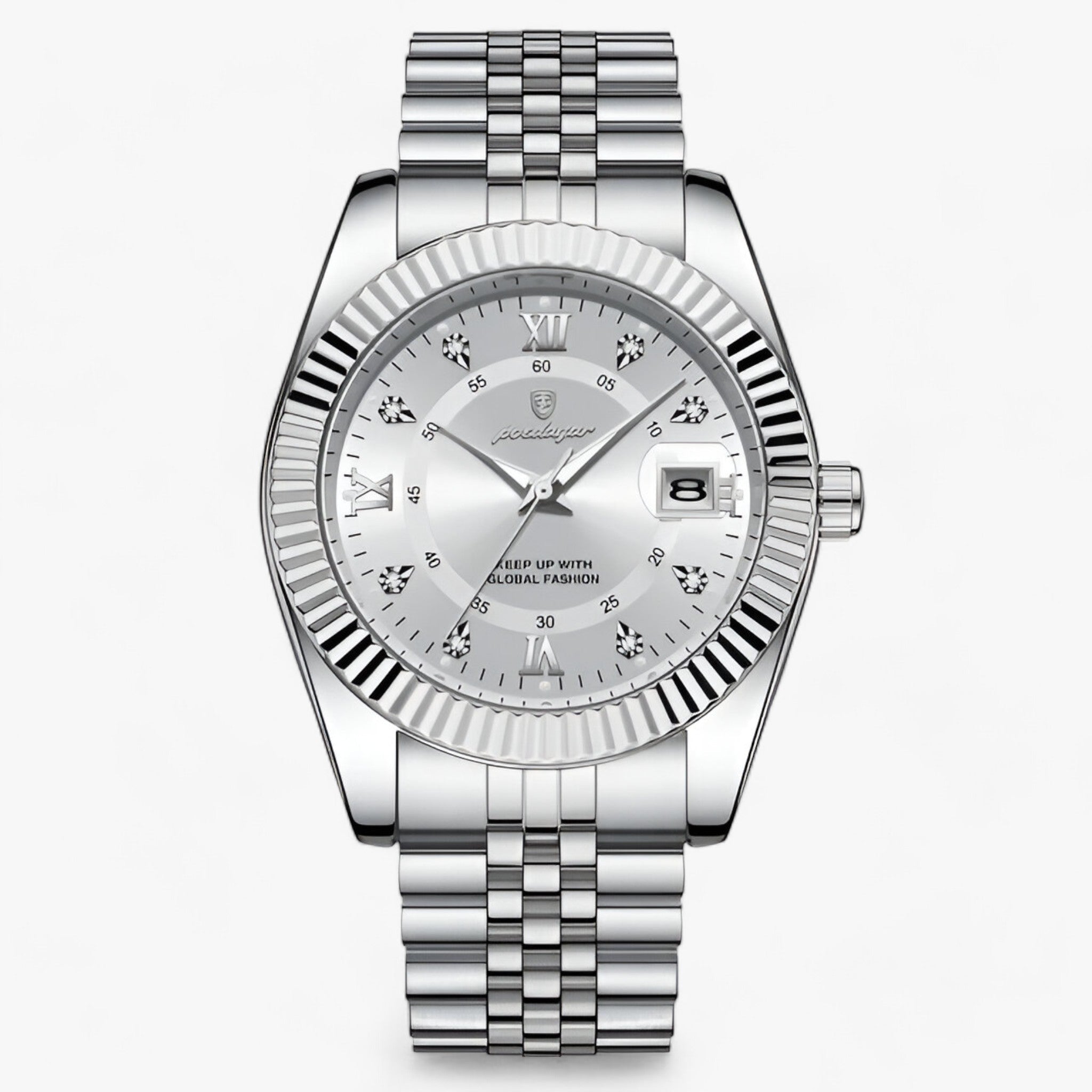Everest | Elegant quartz-ur i rustfrit stål til mænd Sølv hvid