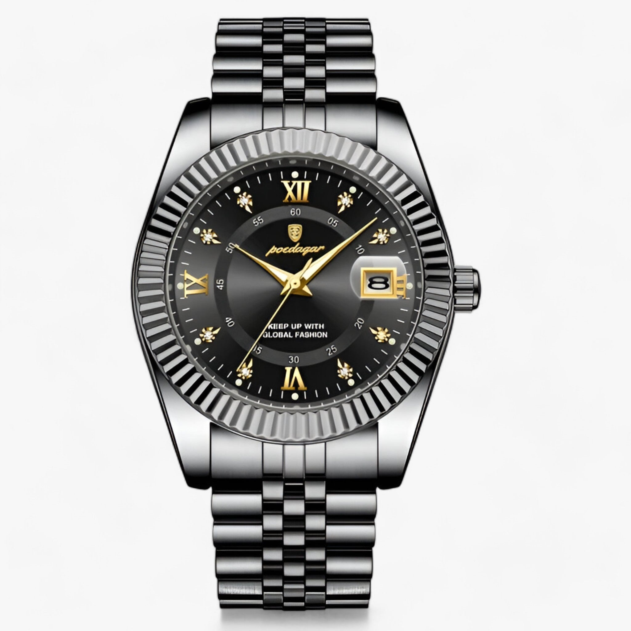 Everest | Elegant quartz-ur i rustfrit stål til mænd Sort Sort