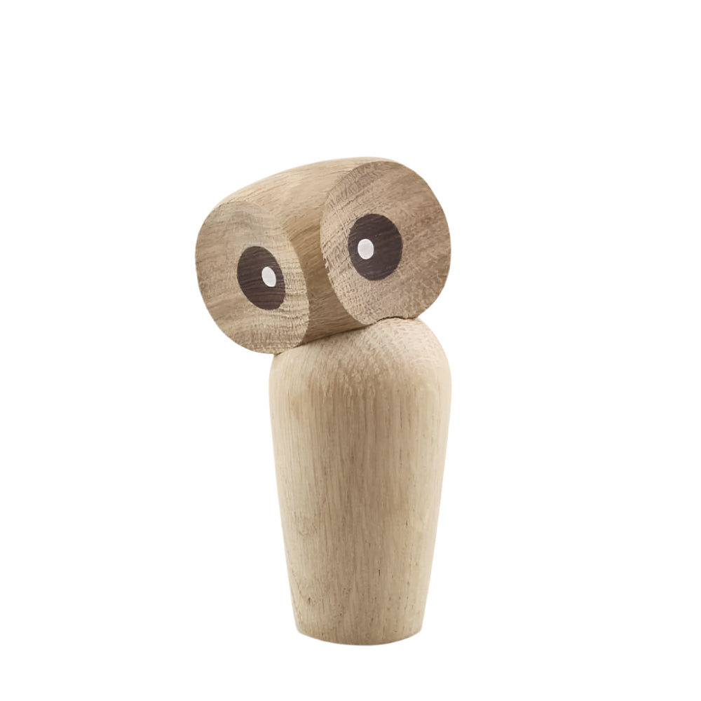 NordicOwl Figur – Naturlig Dekoration med Bevægeligt Design Eg