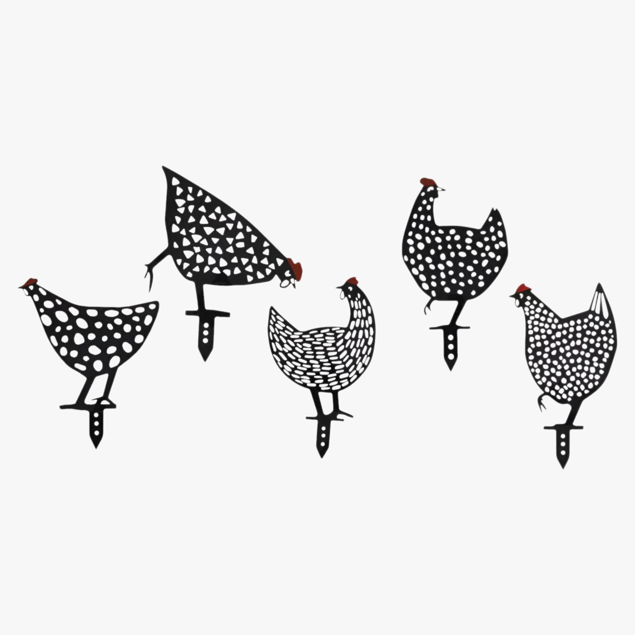The Chicken Family Tuindecoratie – Set van 5 Houten Kipfiguren 5 Unieke Kippen Set