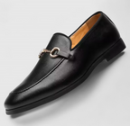 Gavin | Herre Klassiske Læder Loafers i Sort med Decorativ Spænde