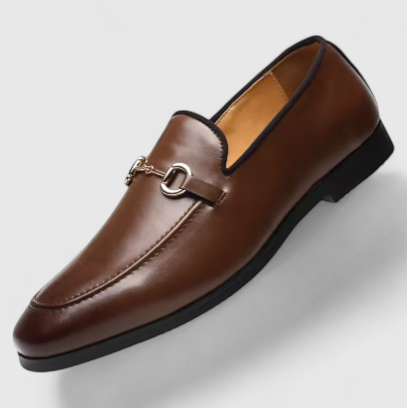 Gavin | Herre Klassiske Læder Loafers i Sort med Decorativ Spænde