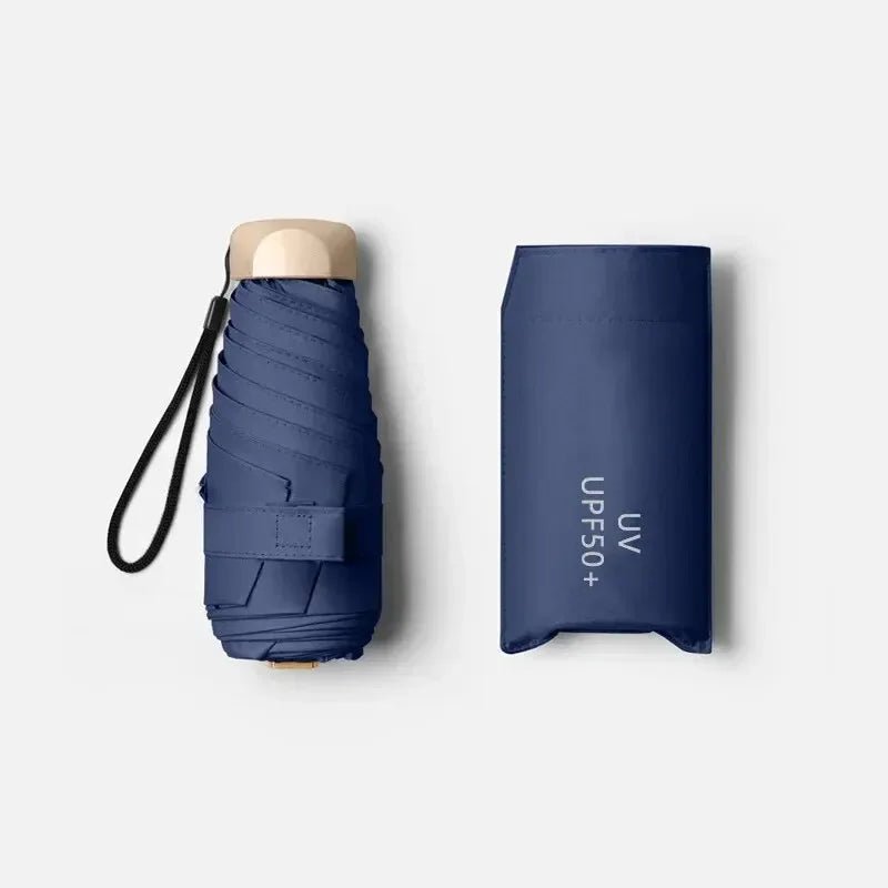 SunnyFold Mini Paraply – Kompakt Rejseledsager Mørkeblå