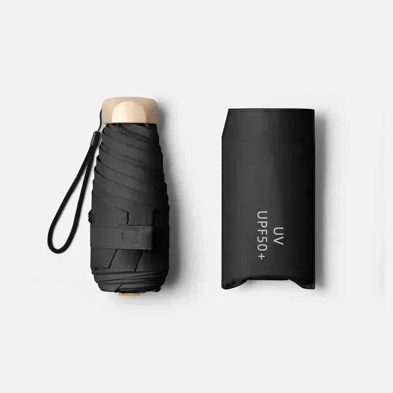 SunnyFold Mini Paraply – Kompakt Rejseledsager Sort