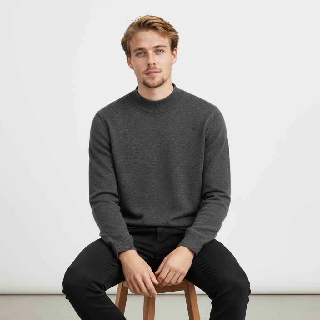 Varello - Elegant Herre Striktrøje med Høj Krave